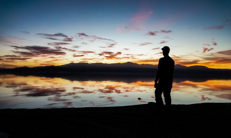 man at salton sea