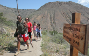 Crowded hiking trail