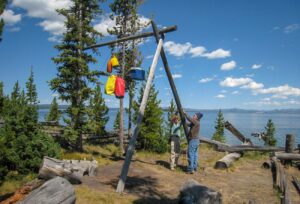 food hanging in a camp