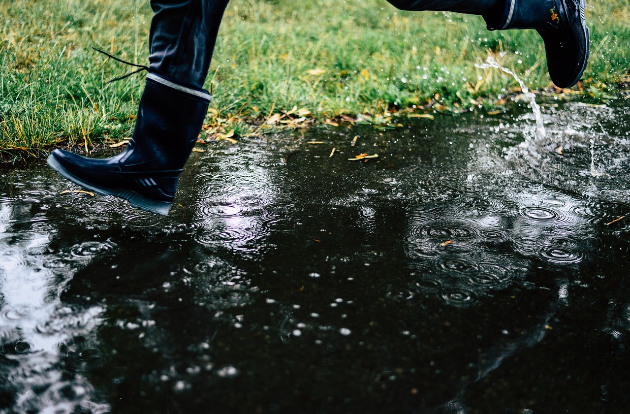Boot in rainy day